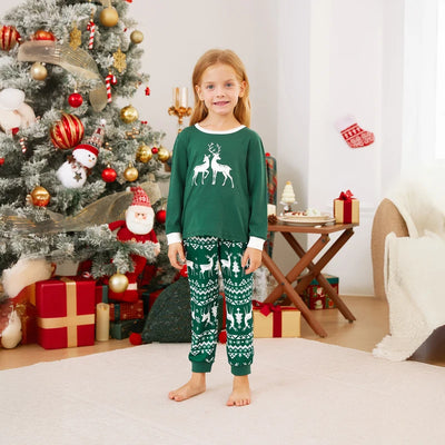 Family’s Matching Christmas Pyjama Set | Glowing Green Reindeer