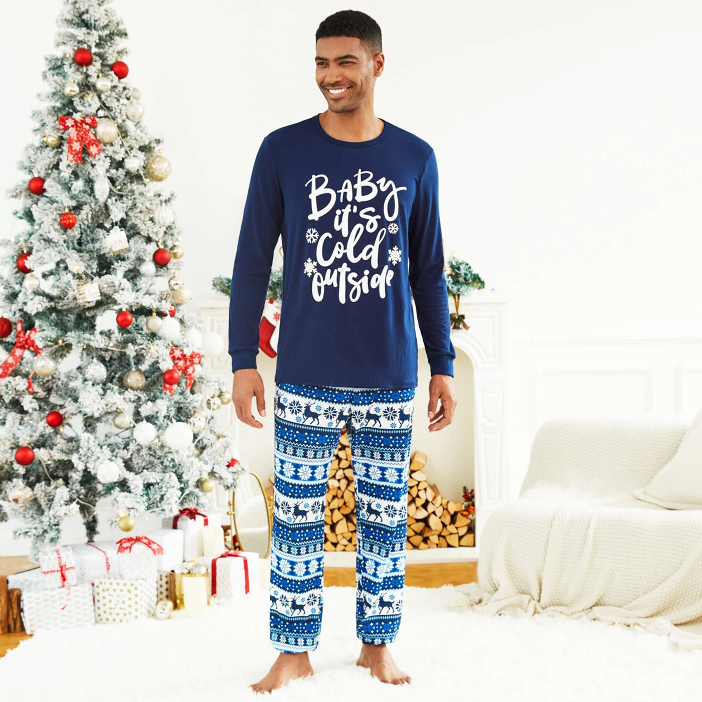 Family’s Matching Christmas Pyjama Set | Letter Top And Reindeer Pants