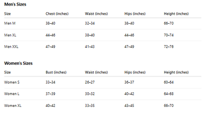 Men-Women Size Chart