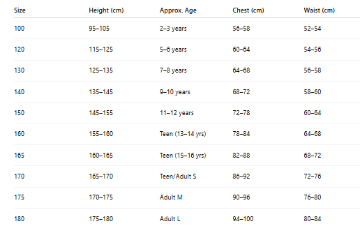 size chart
