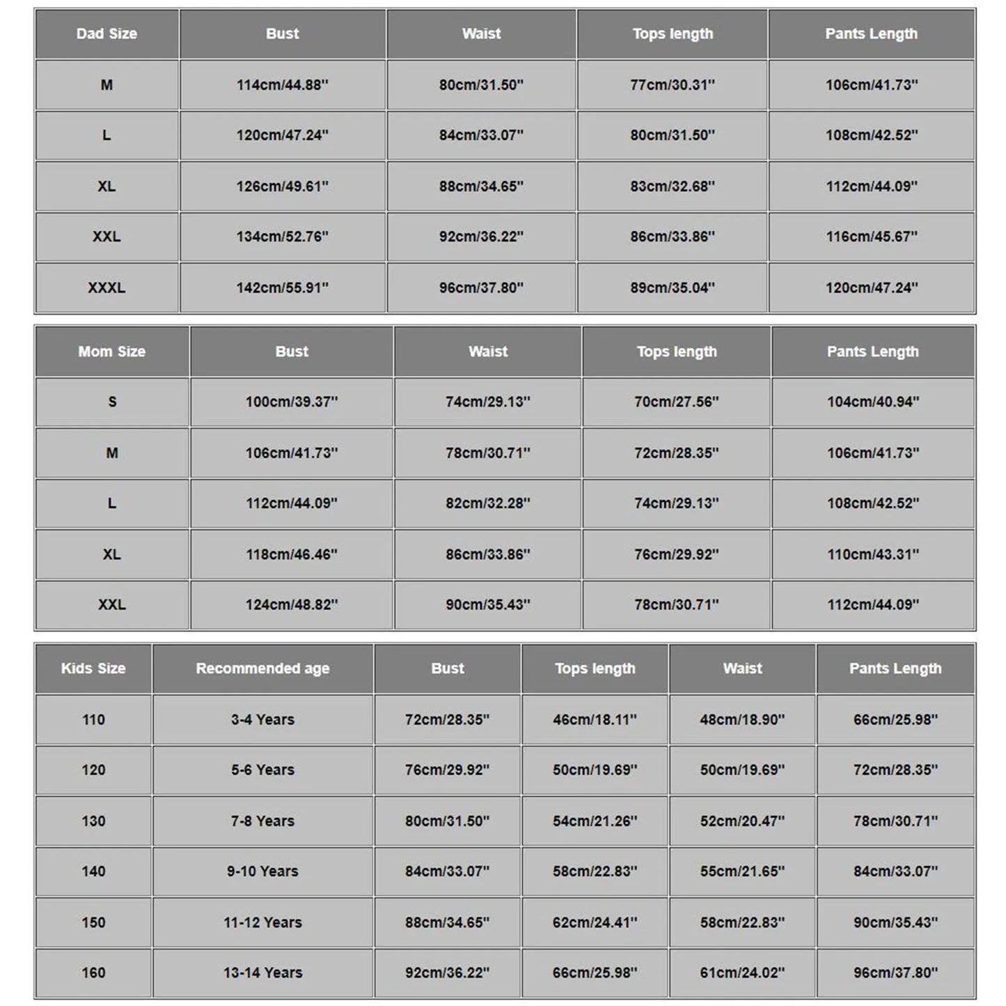 size chart