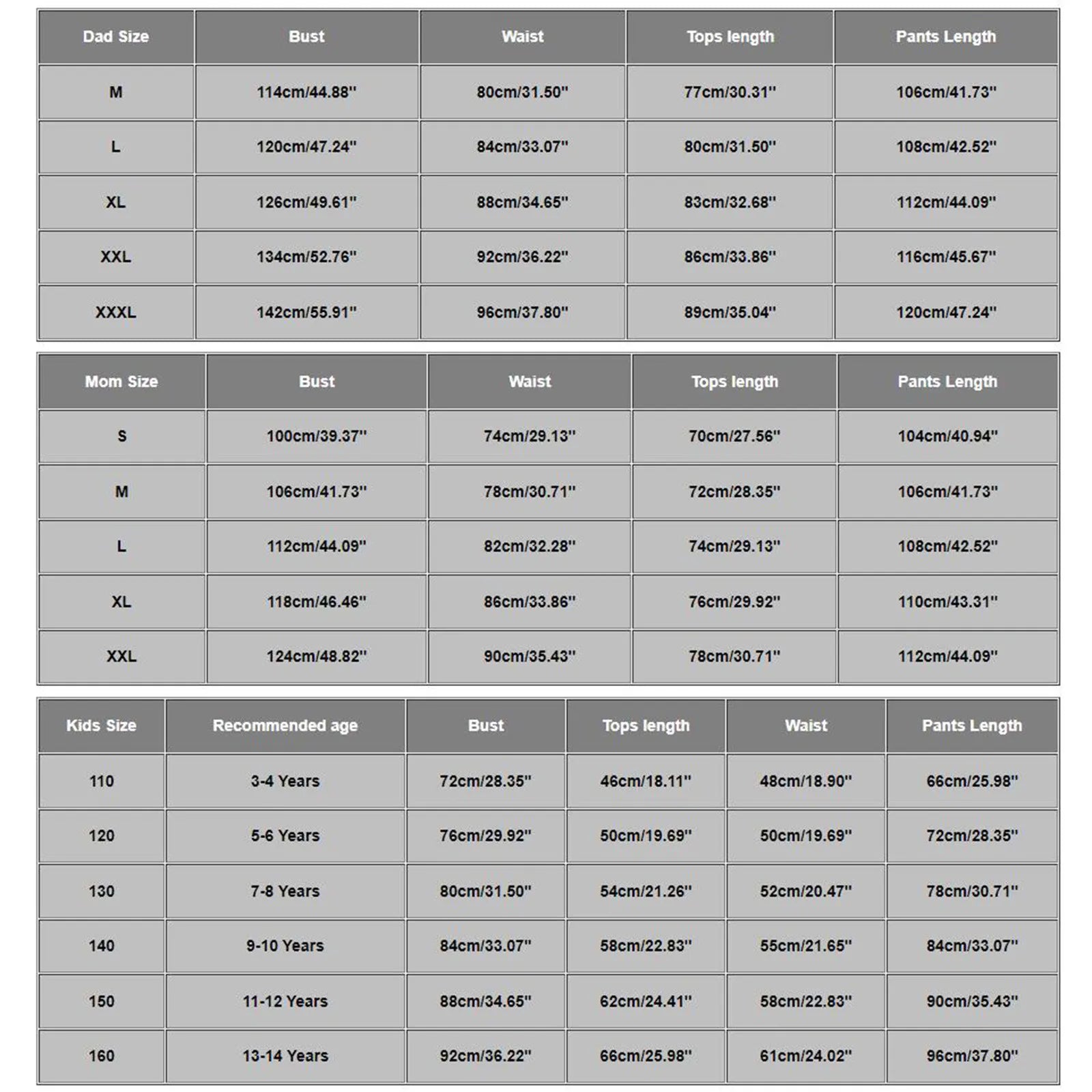 size chart